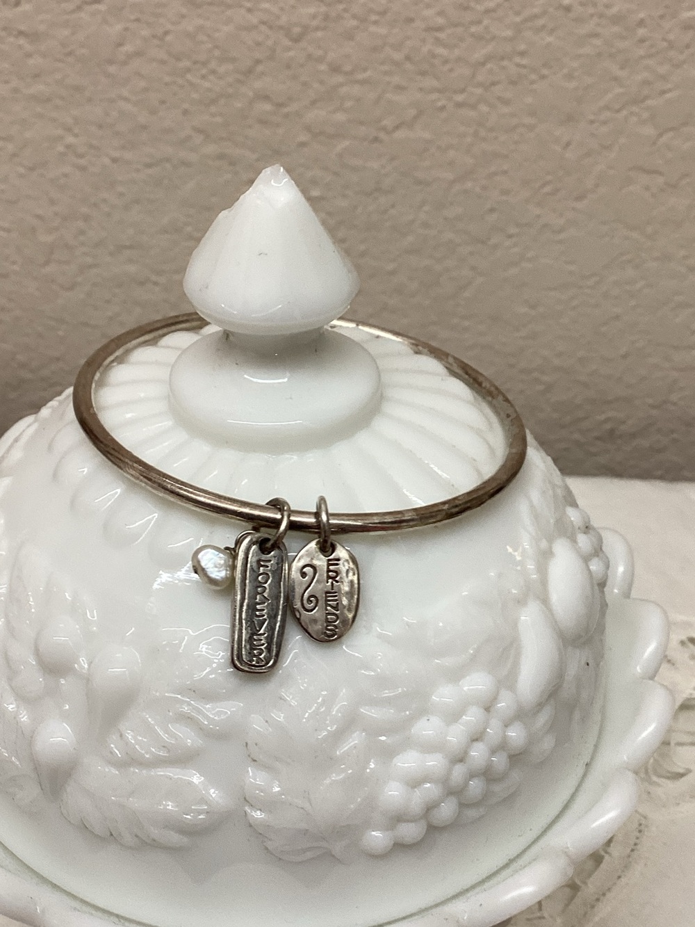 Silver Bangle Bracelet with 'Forever Friends' Charms